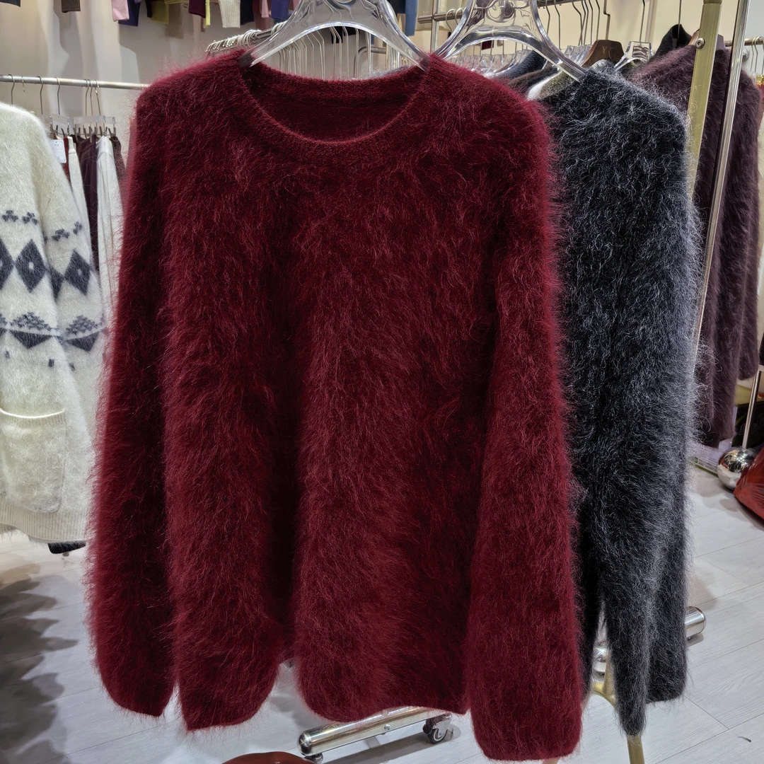 轻奢南非马海毛松弛慵懒套头毛衣