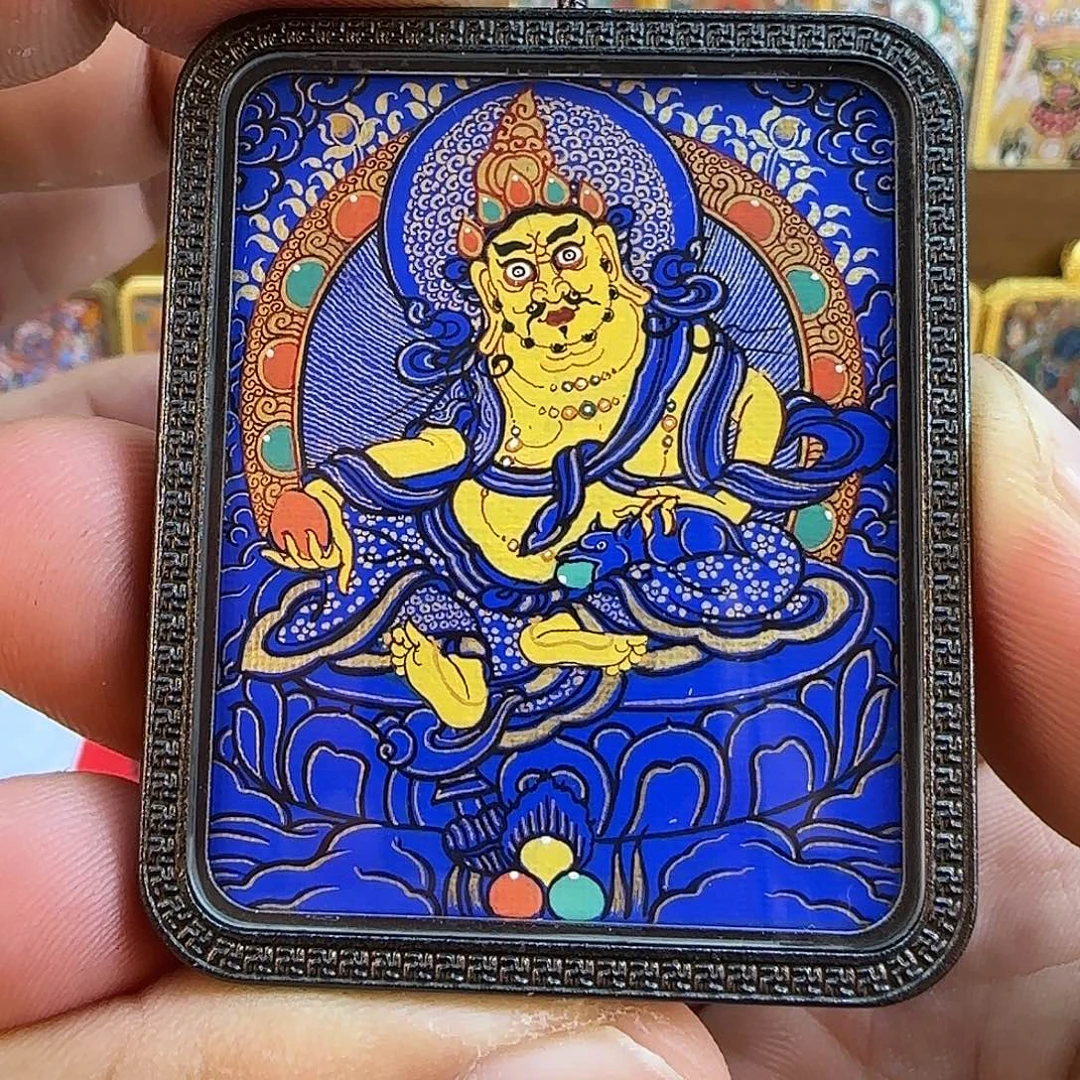 热贡纯手绘小唐卡黄财神