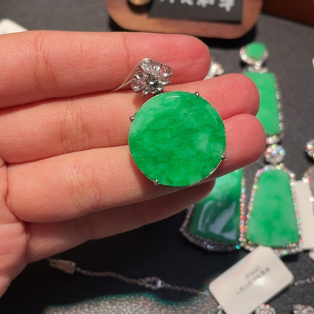 翡翠银S925镶嵌吊坠(不含链)