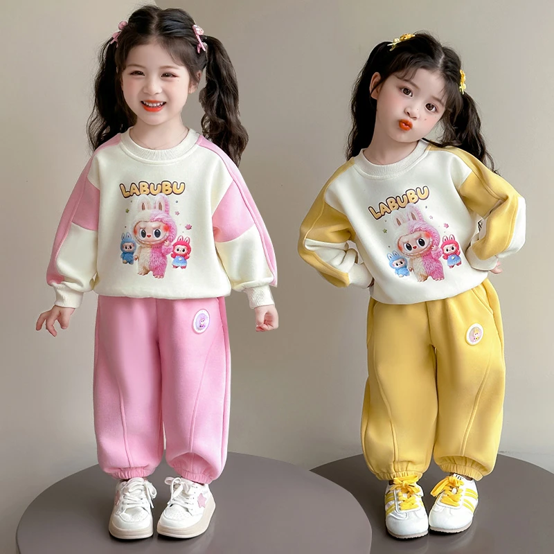 女童卡通套装2025新款儿童春秋装潮款卫衣女宝宝秋季洋气两件套潮