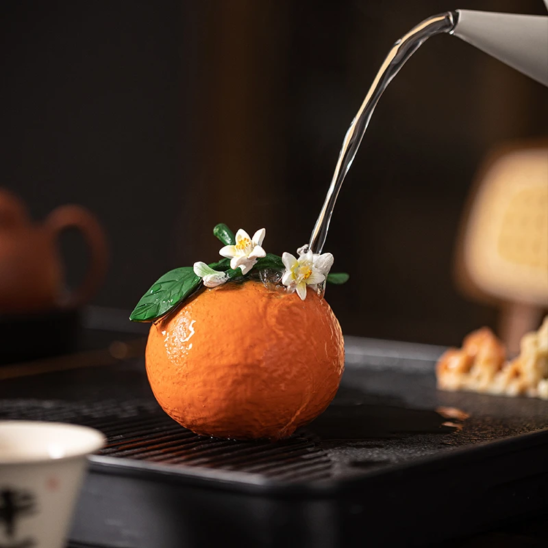 变色大吉大利橘子花开茶宠摆件可养茶桌装饰茶盘配件茶玩功夫茶具
