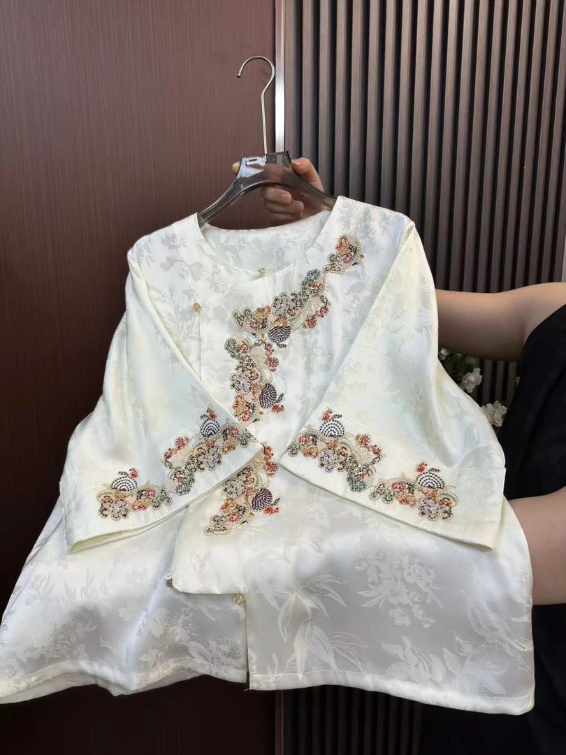 【俏江南】重工刺绣春夏装宽松上衣减龄显瘦新中式国风高级感遮肉