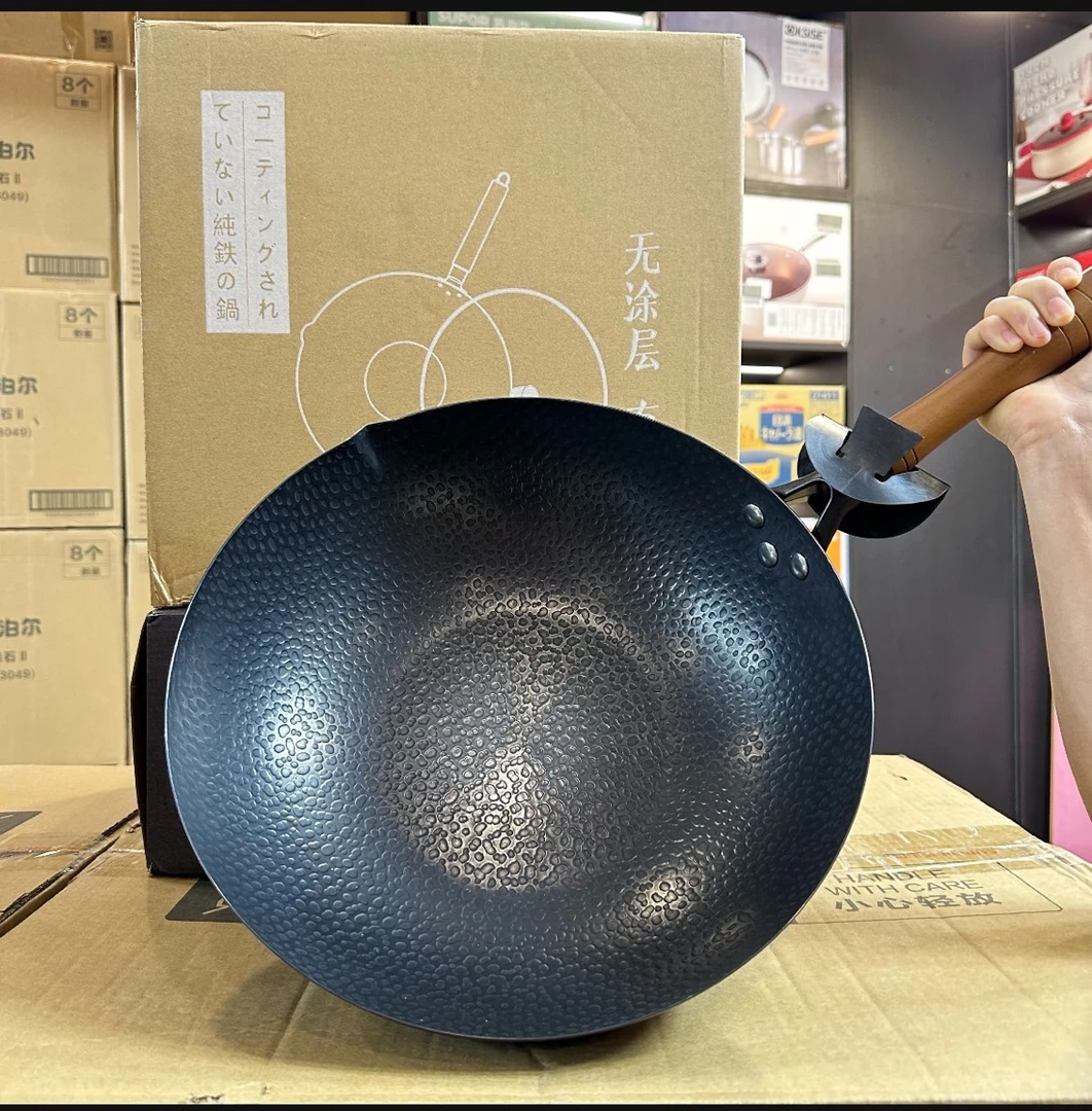 【原装日本进口】无涂层 不易粘唇纹铁锅 精铁锅燃气煤气
