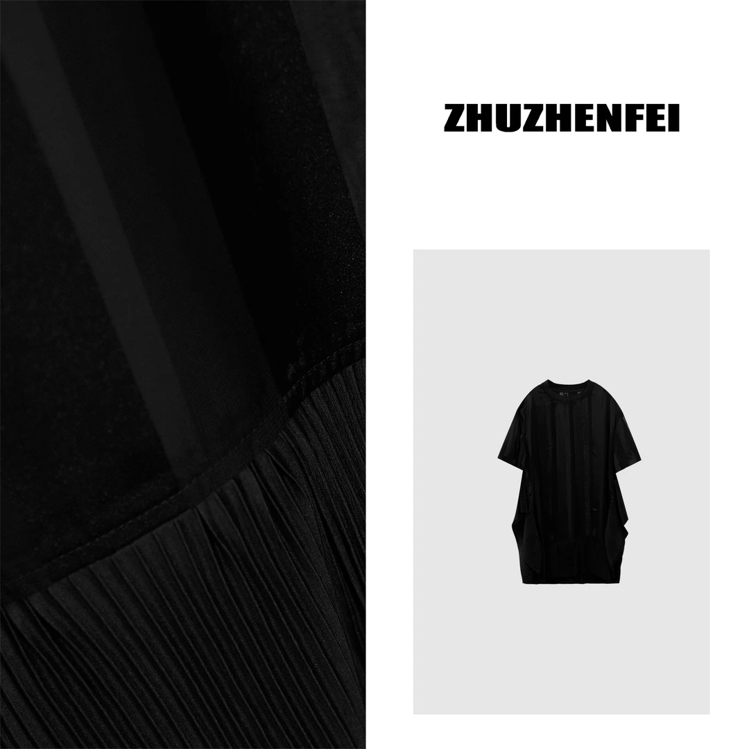 ZHUZHENFEI 竖条弧形夏季个性时尚百搭T恤Z352398