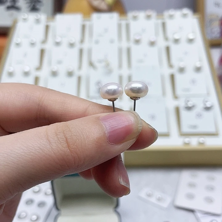 淡水珍珠耳饰银S925镶嵌F