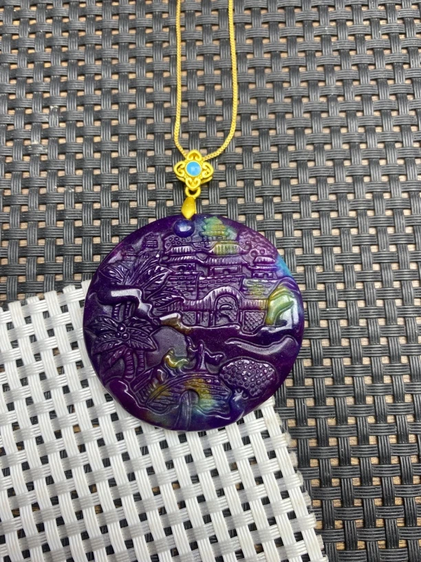 流云星空舒山水牌雕刻件吊坠908