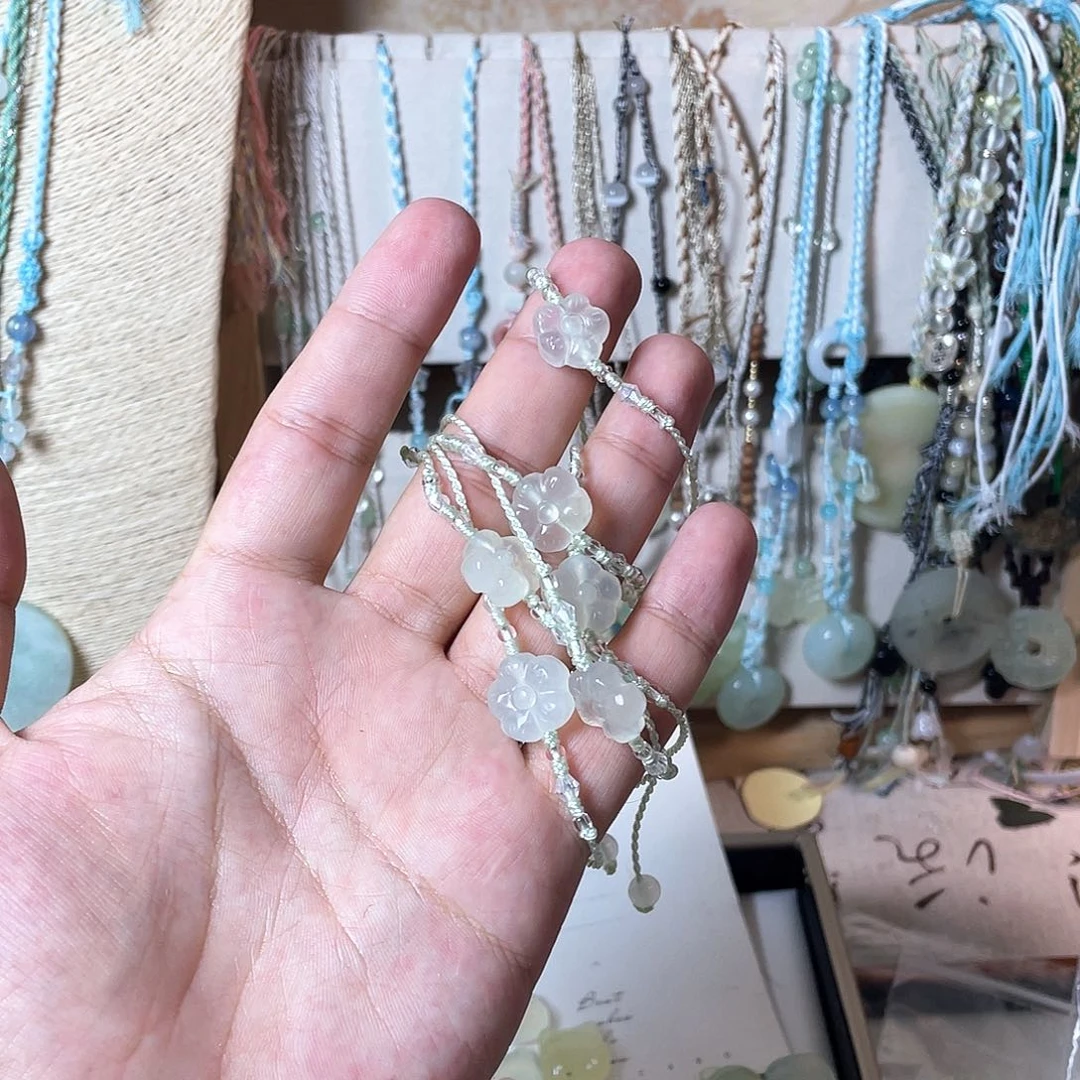 蛇纹石玉合金颈饰