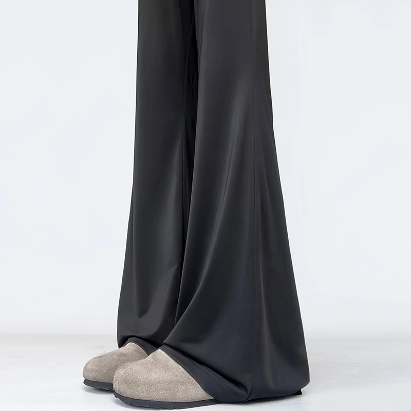 黑色防晒喇叭裤女夏薄款小个子高腰垂感宽松休闲阔腿裤冰丝微喇裤