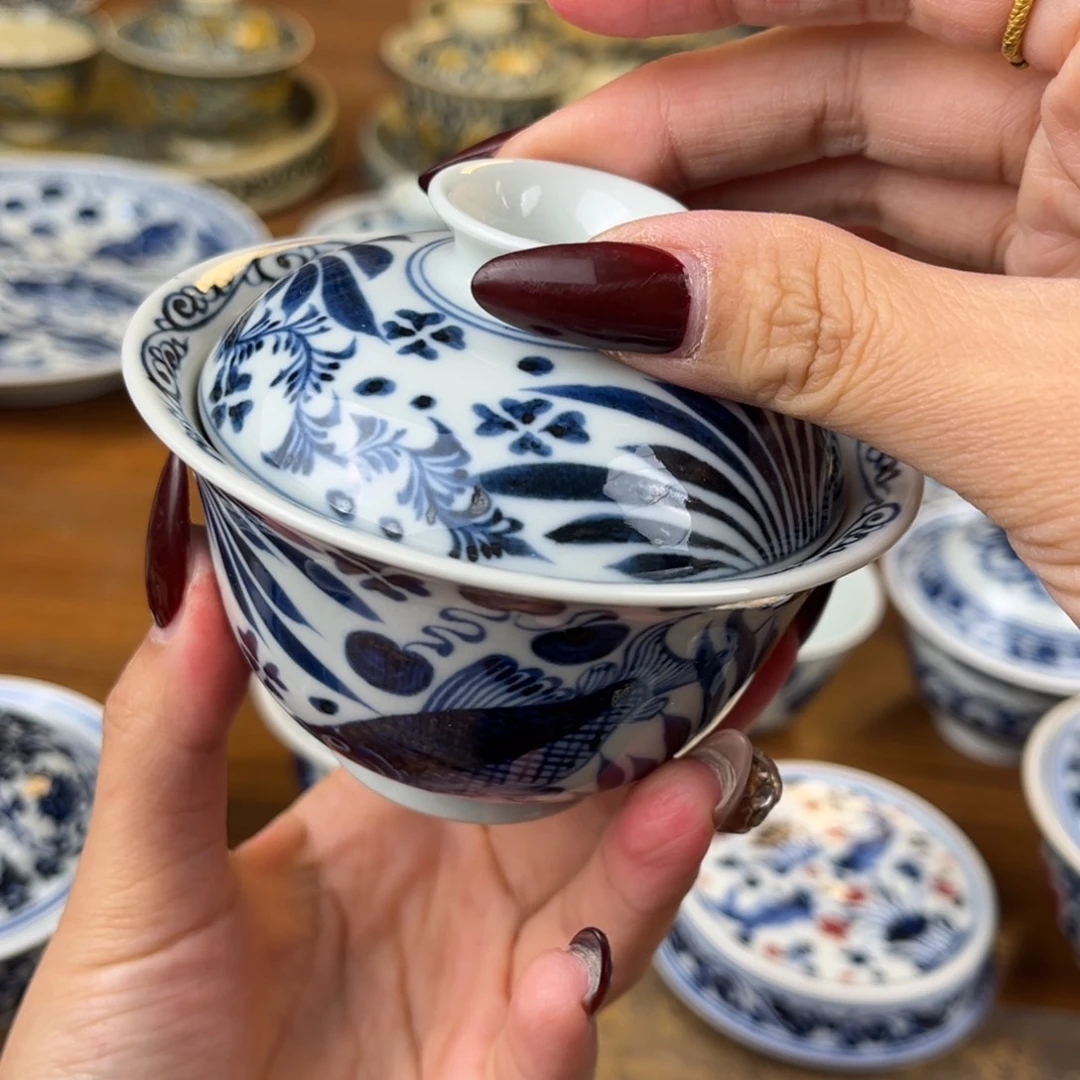 曾***年段泥微瑕鱼藻盖碗