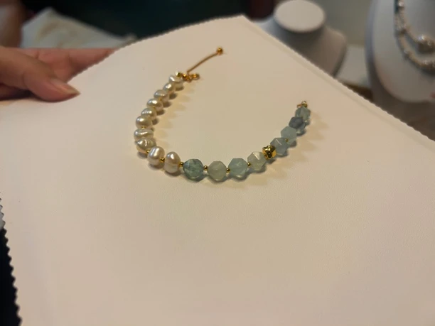 天然淡水珍珠手链气质时尚百搭简约彩色素款圈圈设计感手工