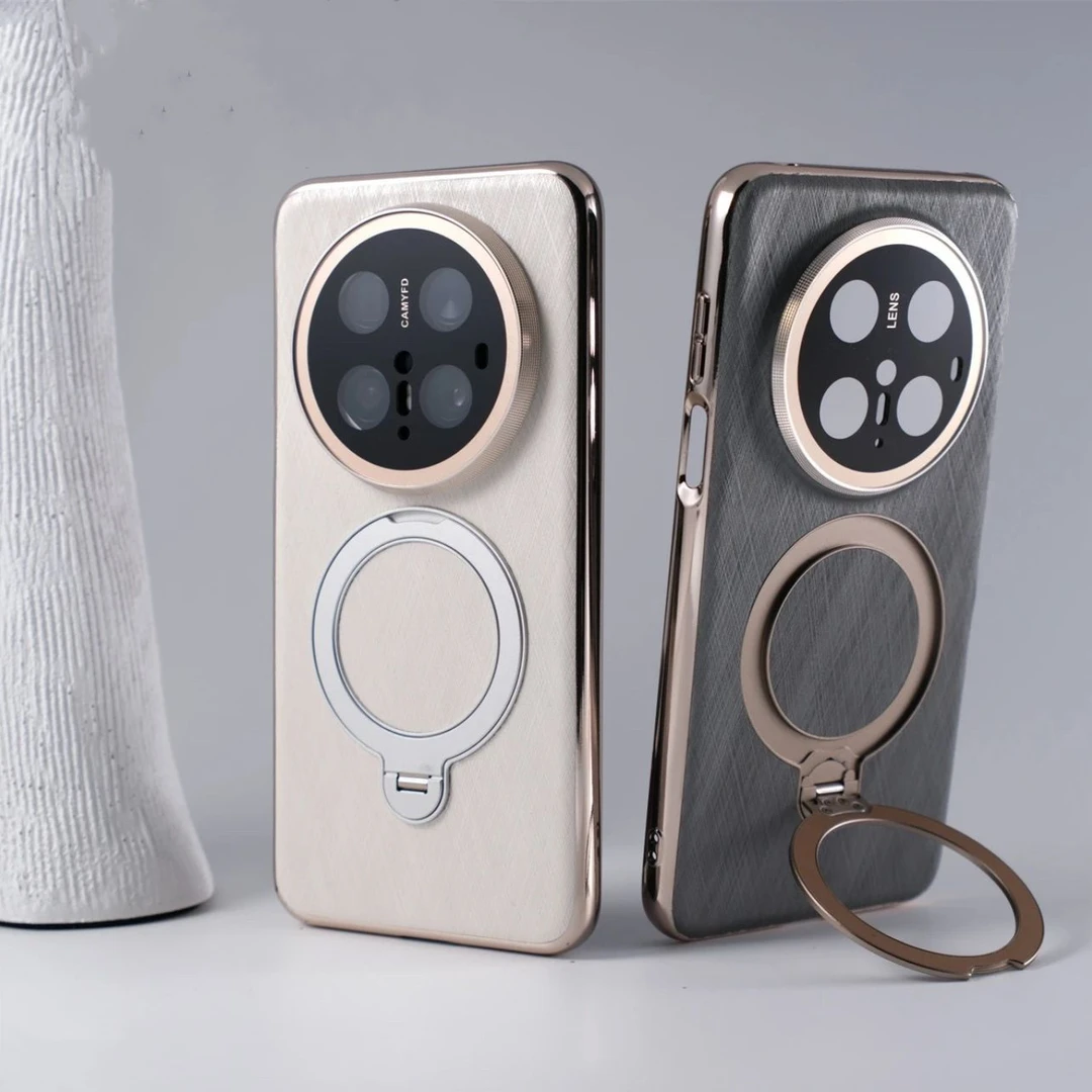 金丝银锦素皮适用华为Mate70Pro手机壳磁吸支架Mate60Pro全包镜头