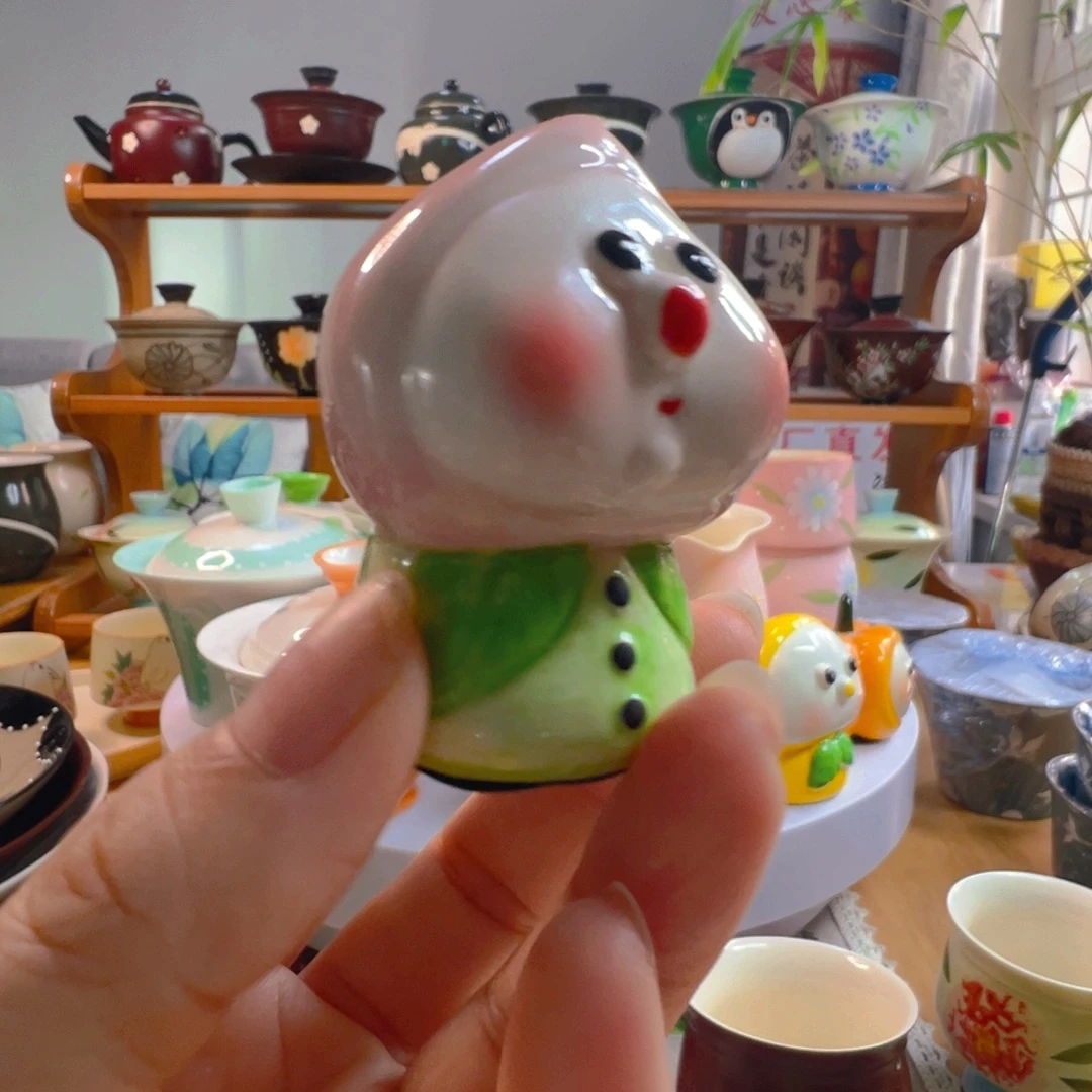 小寿桃茶宠摆件美美哒