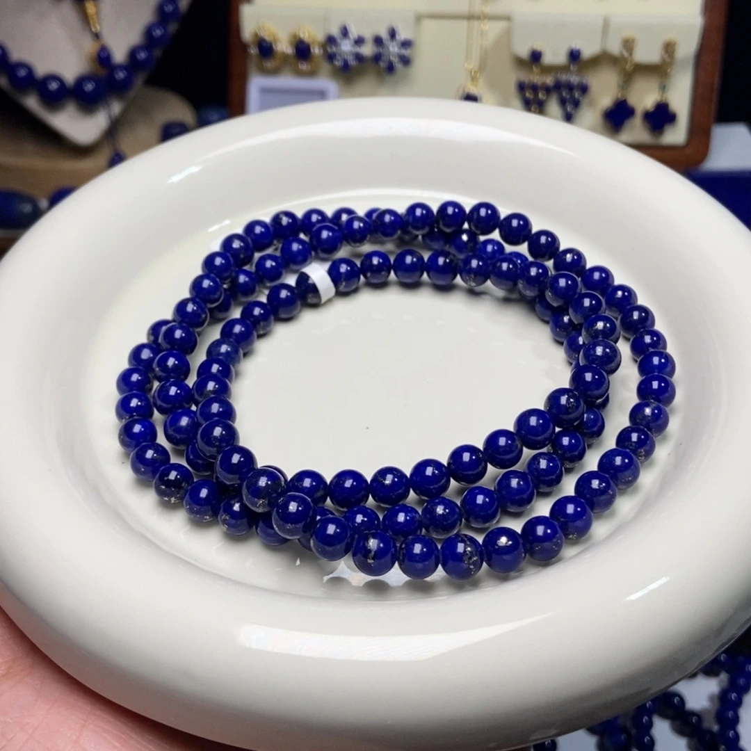 青金石未镶嵌老矿料 多金6.5mm108佛珠