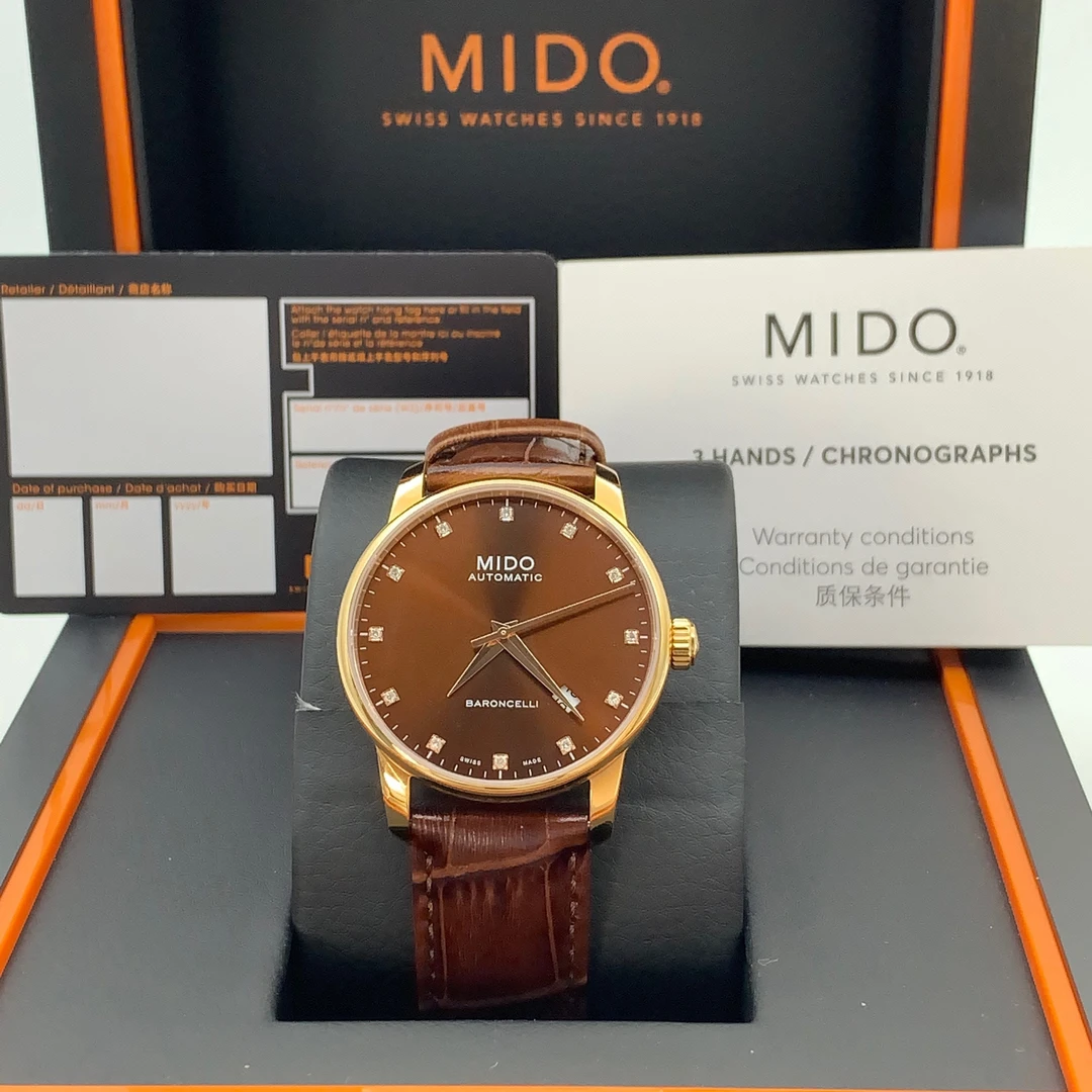 全新未使用 Mido/美度 贝伦赛丽自动机械男表M8600.3.64.8表径38