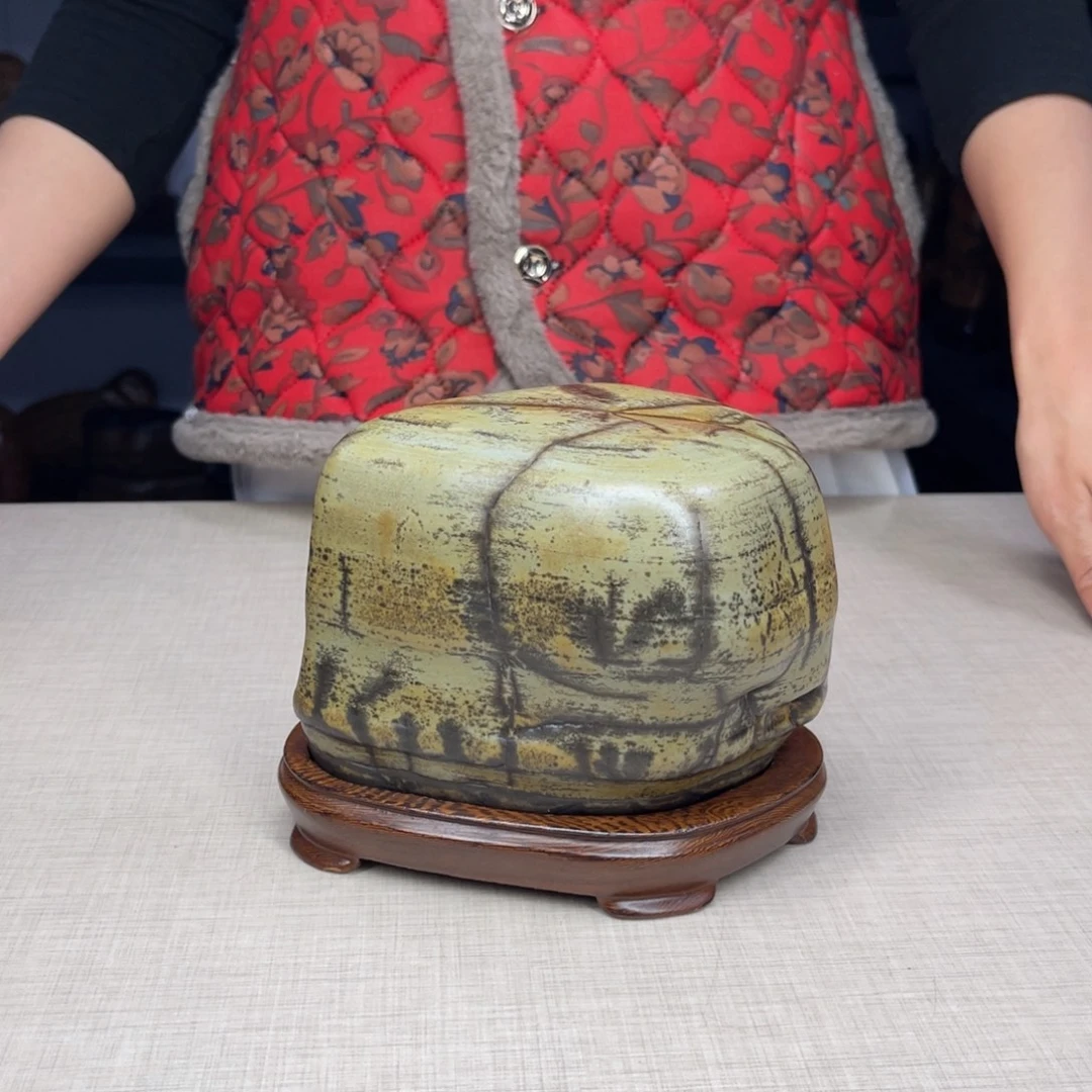 石材广西大化彩玉石配底座