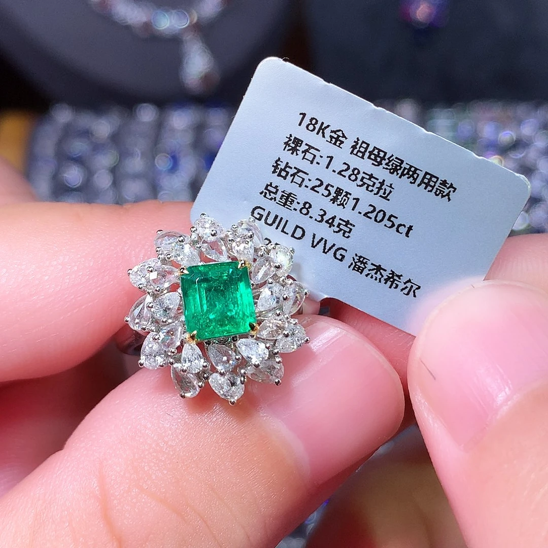 戒指祖母绿18K金镶嵌