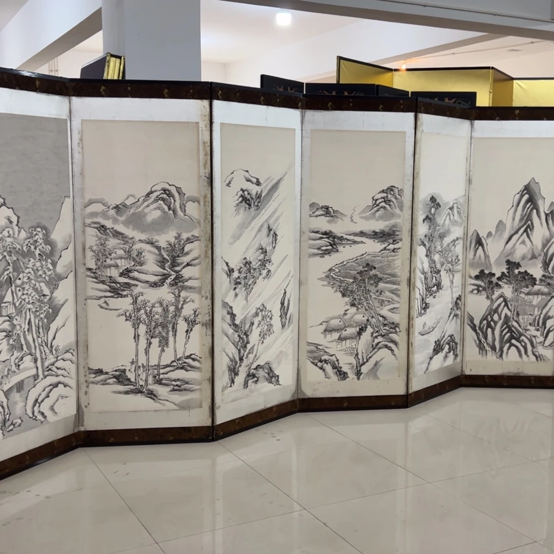 绘画屏风框画茶空间设计