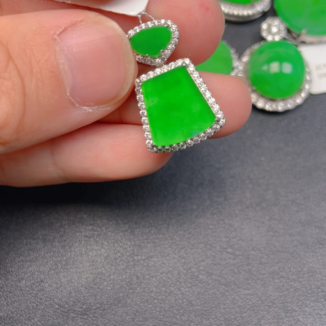 翡翠银S925镶嵌吊坠(不含链)