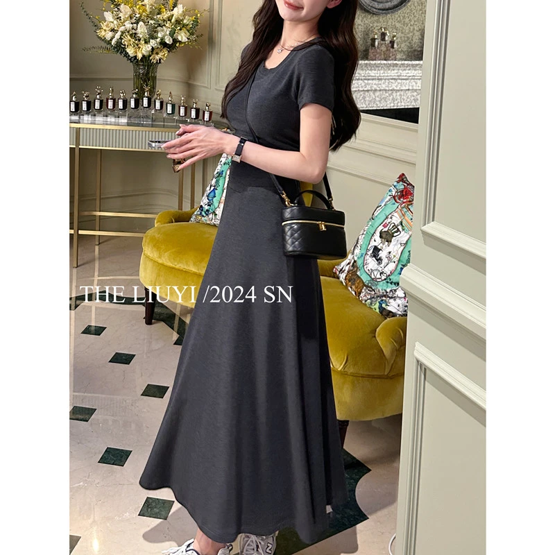 【LIUYI】舒服裙~夏季垂感显瘦A字大裙摆半身裙44204