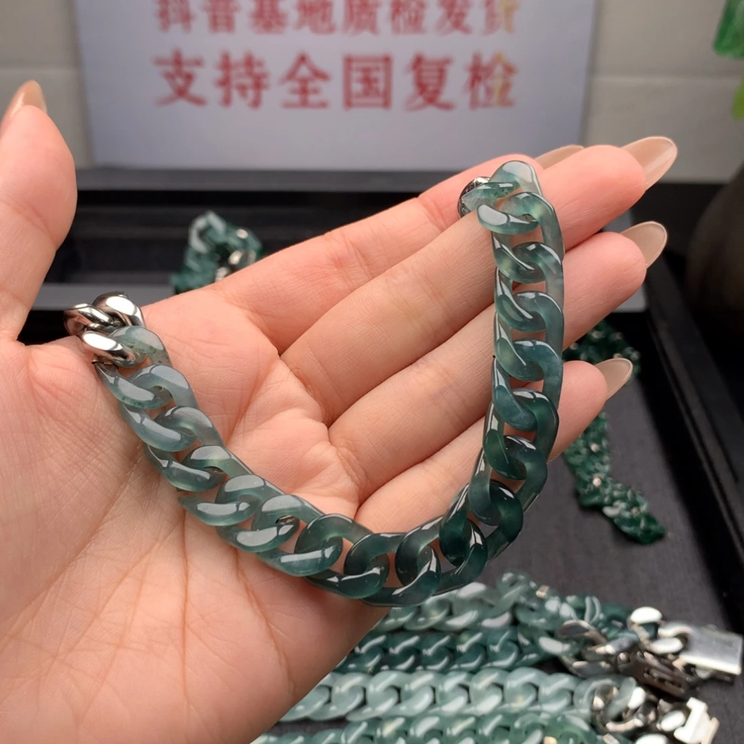 公***正翡翠未镶嵌手链006