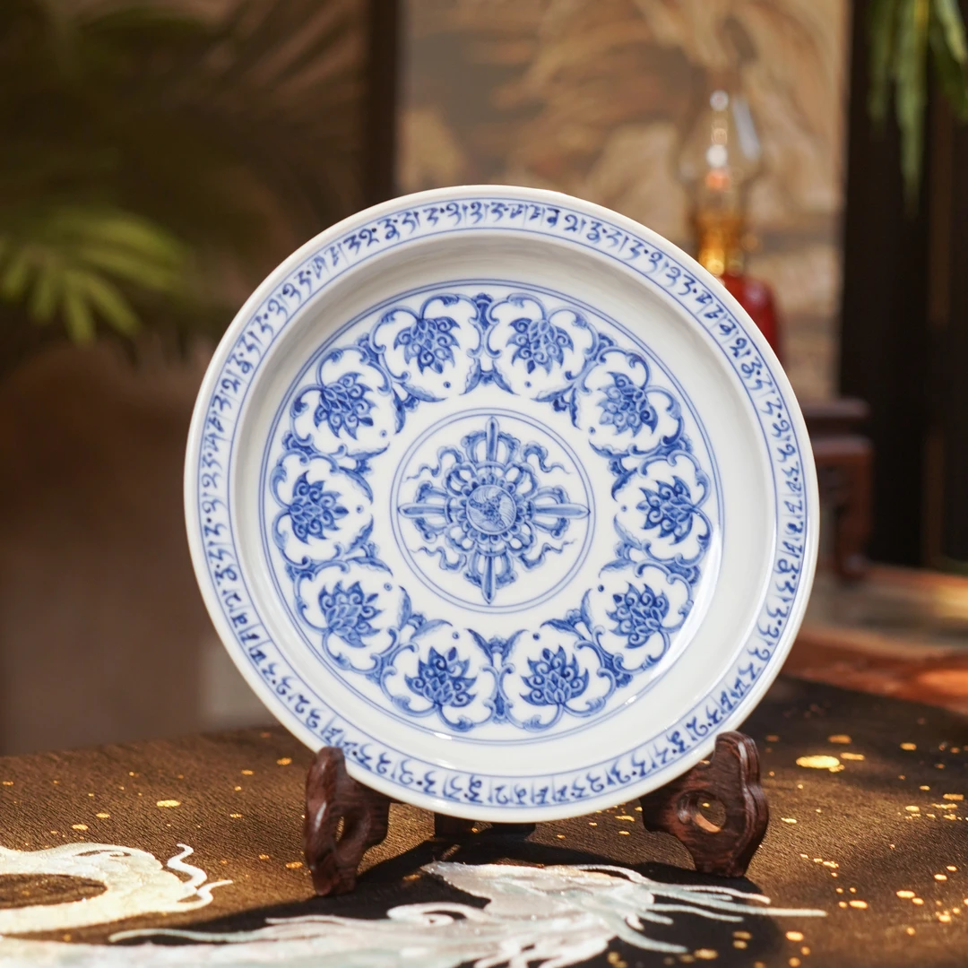 望月怀古  梵文金刚莲壶承  陶瓷纯手工手绘全手工中式WYHG053