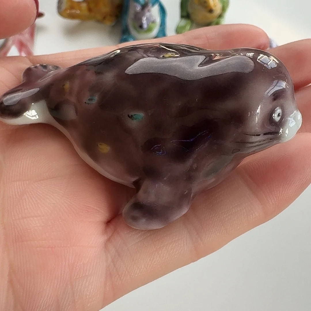 瓷片海狮摆件，日本进口