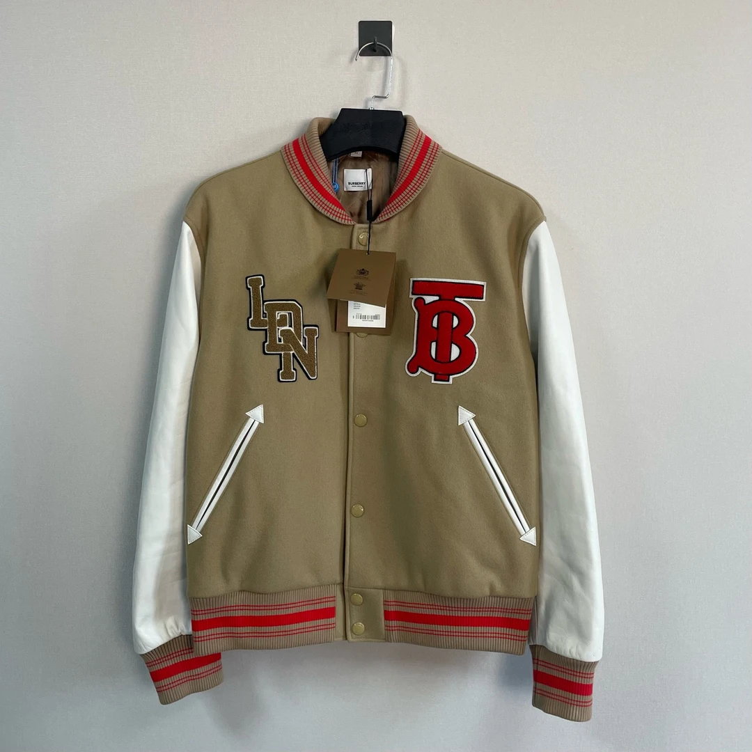 99新 BURBERRY/博柏利 经典字母徽标拼接棒球服/54码/吊/价22500