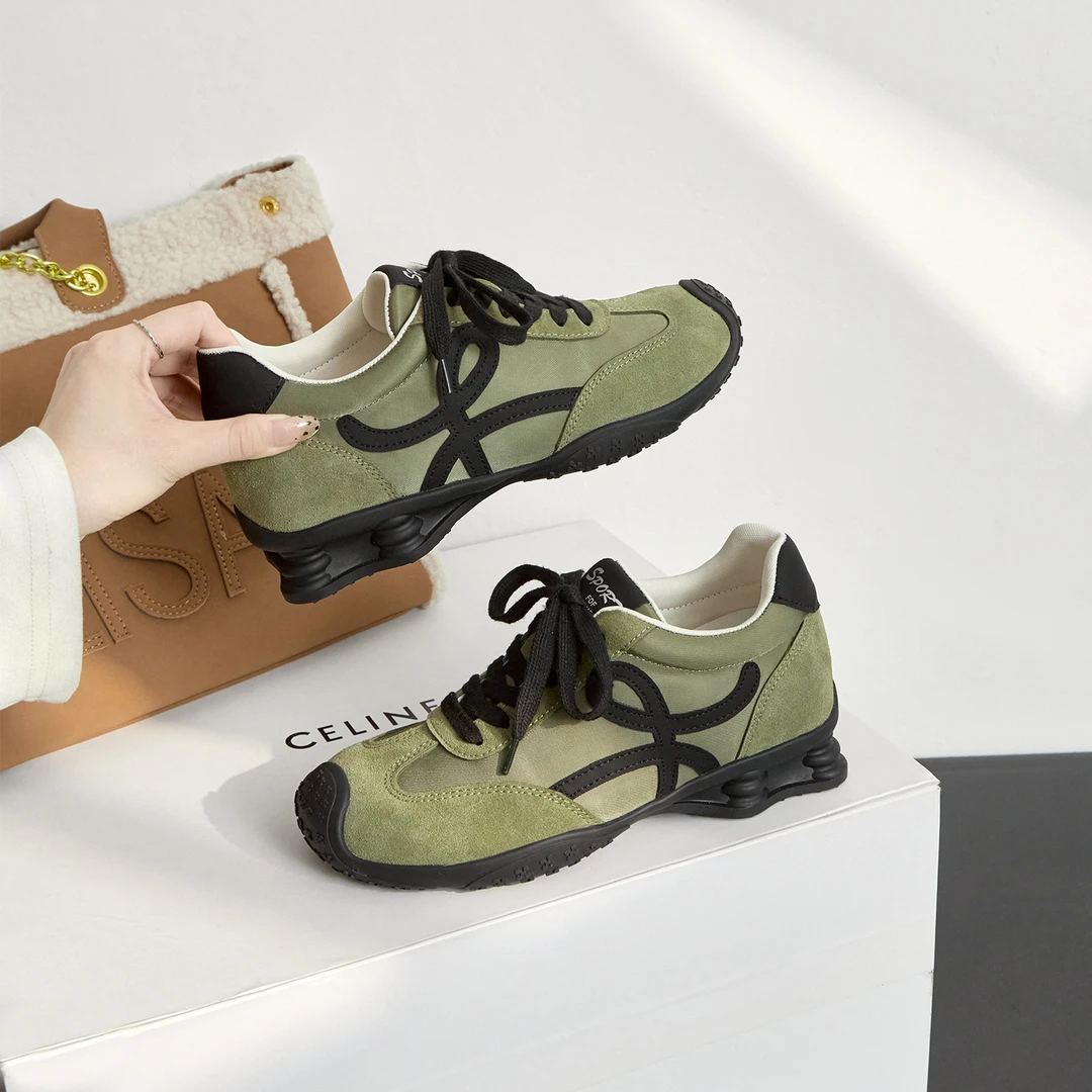 厚底6CM德训鞋内增高小白鞋女鞋2025秋季新款运动休闲阿甘鞋子女