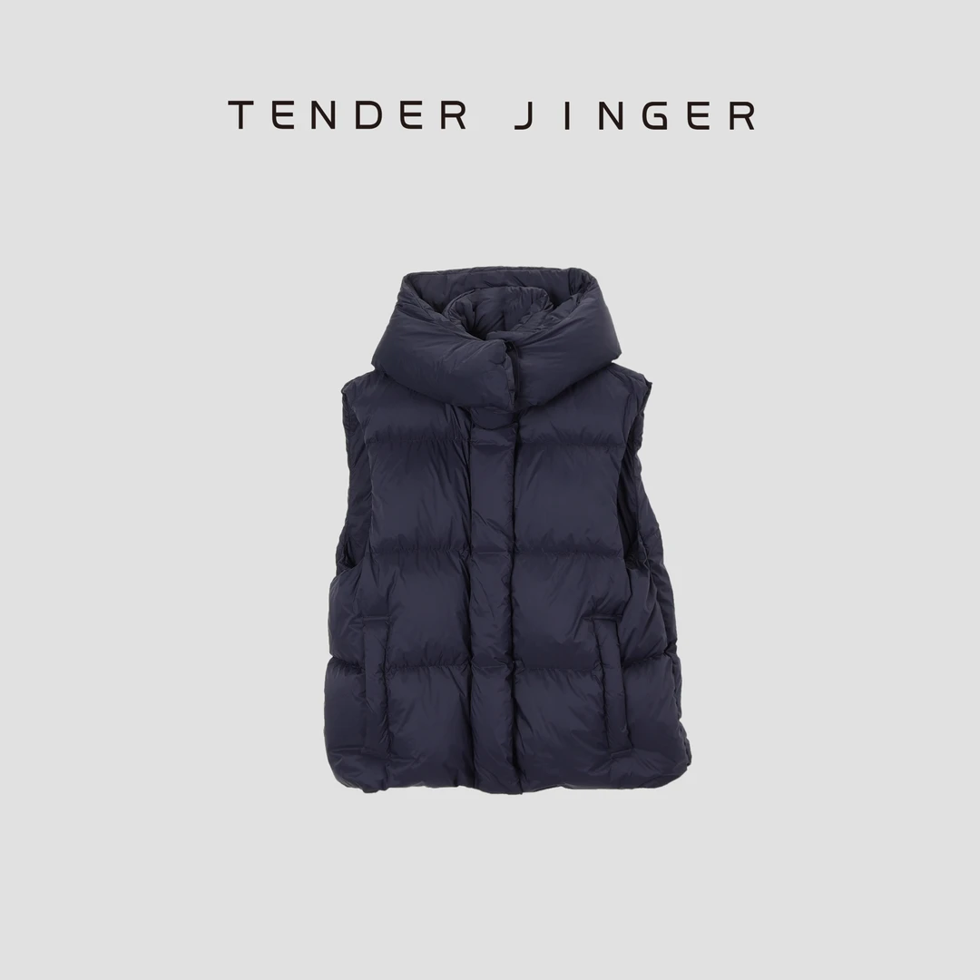 Tender Jinger【黑标】女装休闲可拆卸连帽白鹅绒马甲T44ERF301E