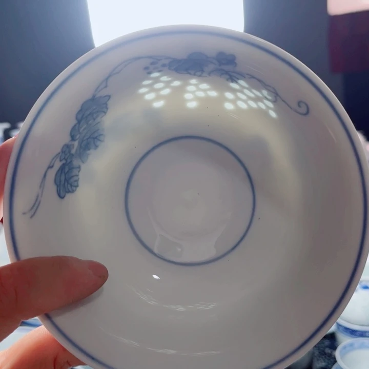 青花玲珑5寸饭碗葡萄