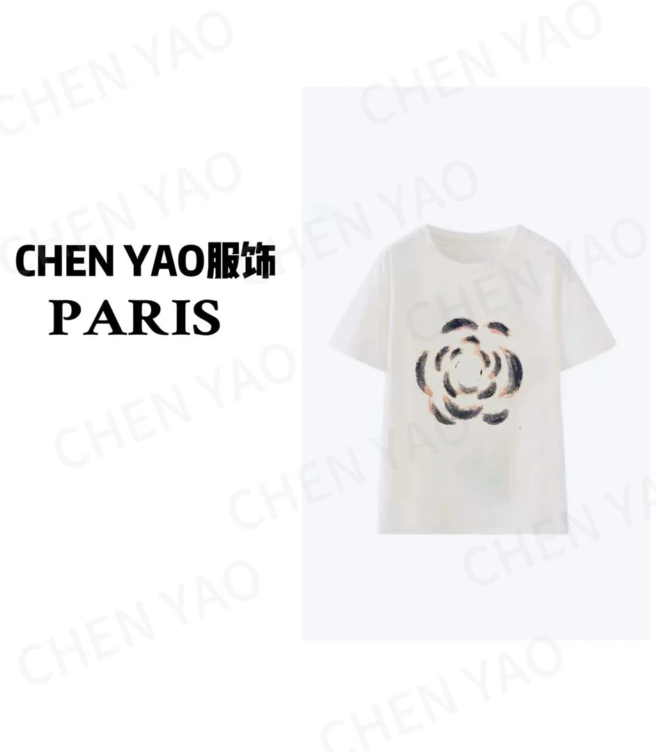 【小香蓝】轻奢时尚百搭 重工3D立体毛巾刺绣夏季设计感短袖