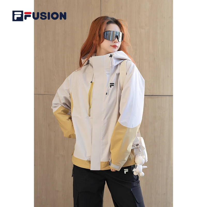 FILA斐乐正品女款潮流保暖长袖休闲宽松连帽棉服两件套T11W511902