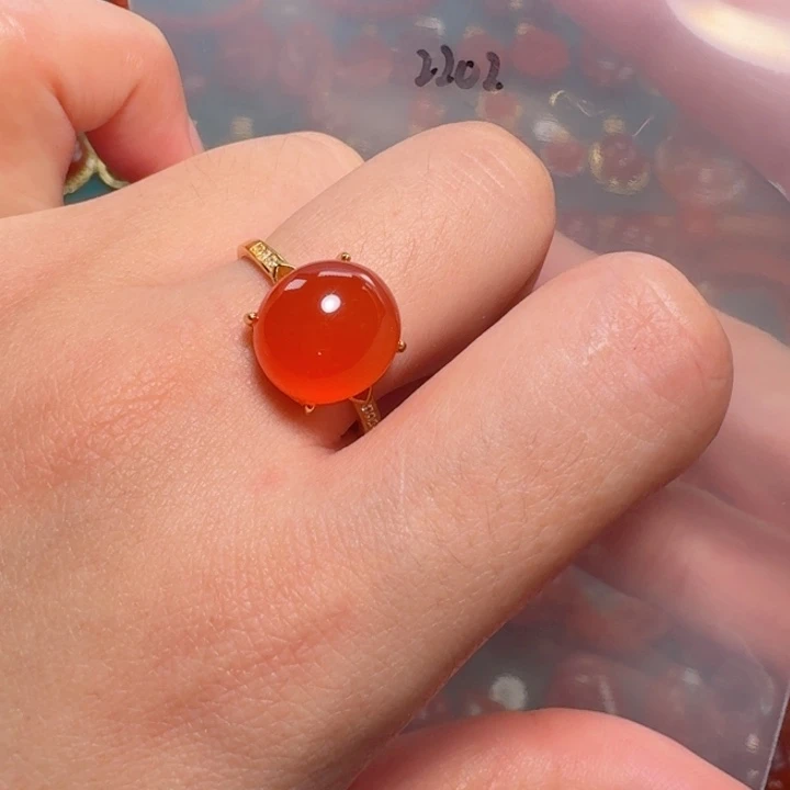 银S925镶嵌戒指南红玛瑙