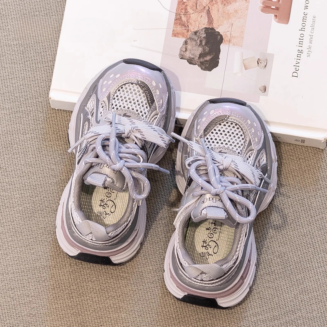 ABC女童老爹鞋儿童运动鞋2025夏季新款透气单网男童百搭跑步鞋子