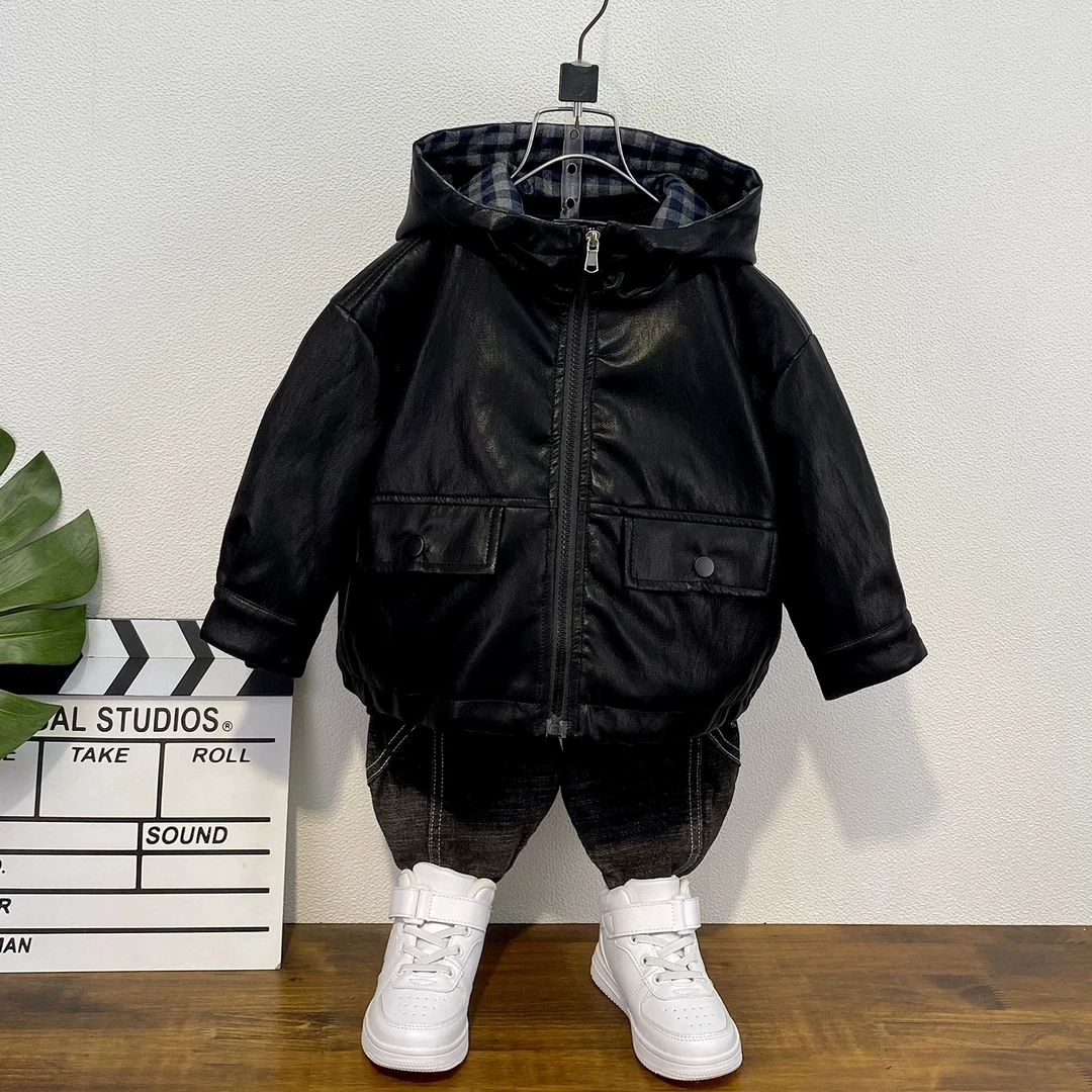 童装男童秋装外套洋气儿童PU皮衣2025新款网红时髦宝宝皮夹克上衣