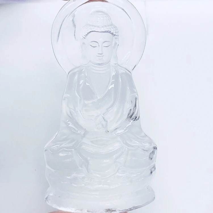 天然白水晶大日如来生肖羊和猴吊坠约52*26*10mm