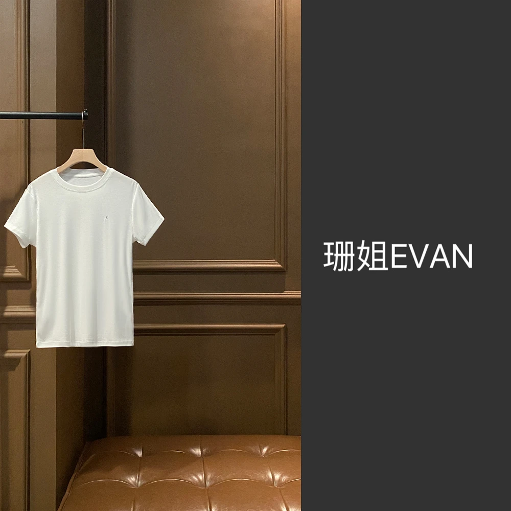 y579 小笑脸标休闲百搭短袖T恤