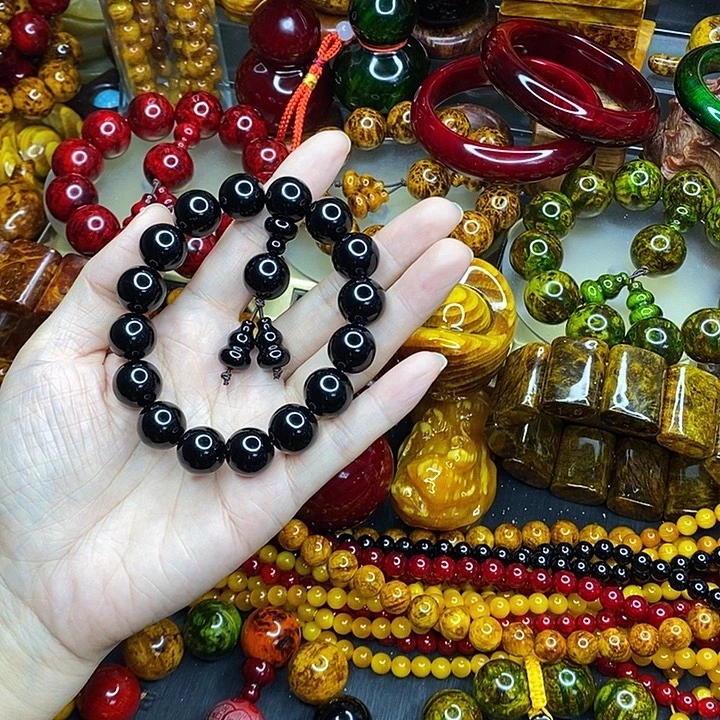 松木琥珀木文玩手串