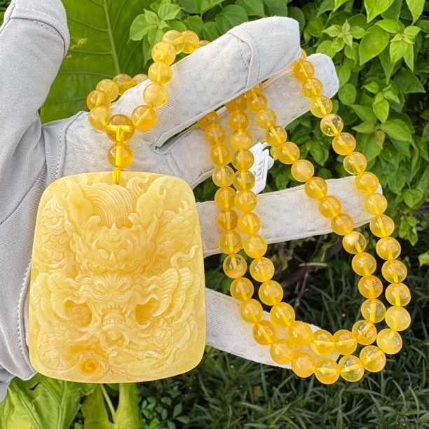 假一赔十，天然琥珀蜜蜡，蜜蜡吊坠，龙牌吊坠，号202 多样性发