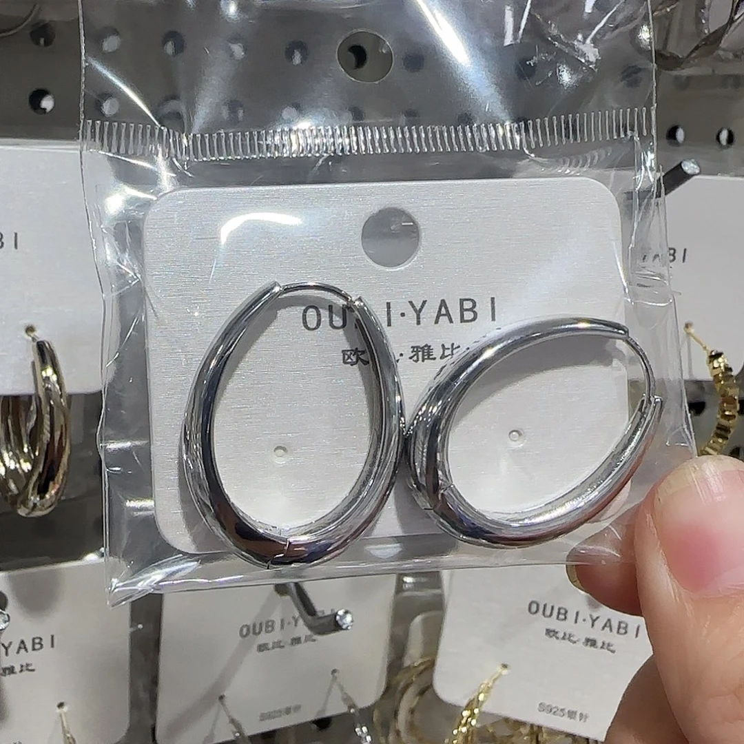 合成碳硅石纯铜水滴耳扣