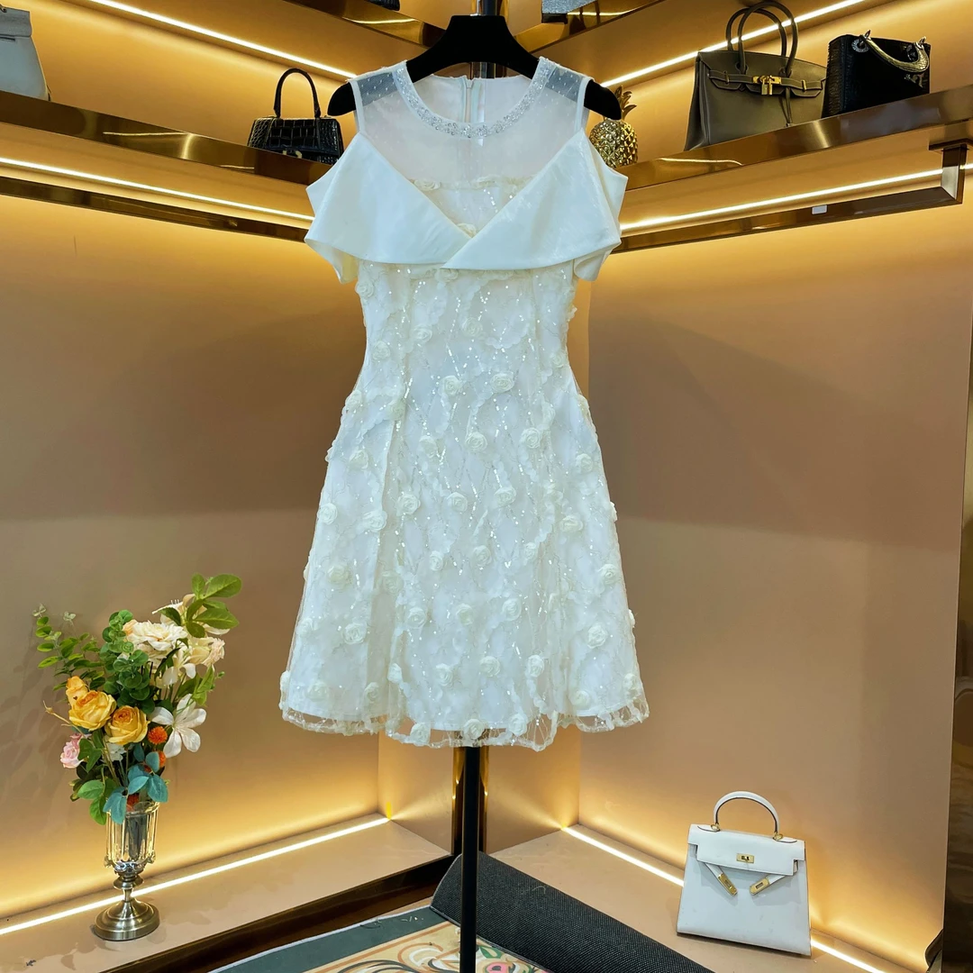 【幻羽星纱】《燕》轻奢设计师款优雅气质修身时尚收腰连衣裙-86635