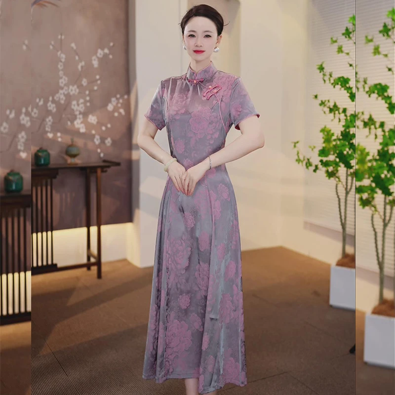 【YUAN12】春夏新款高端提花中国风旗袍连衣裙夏季日常时尚女款