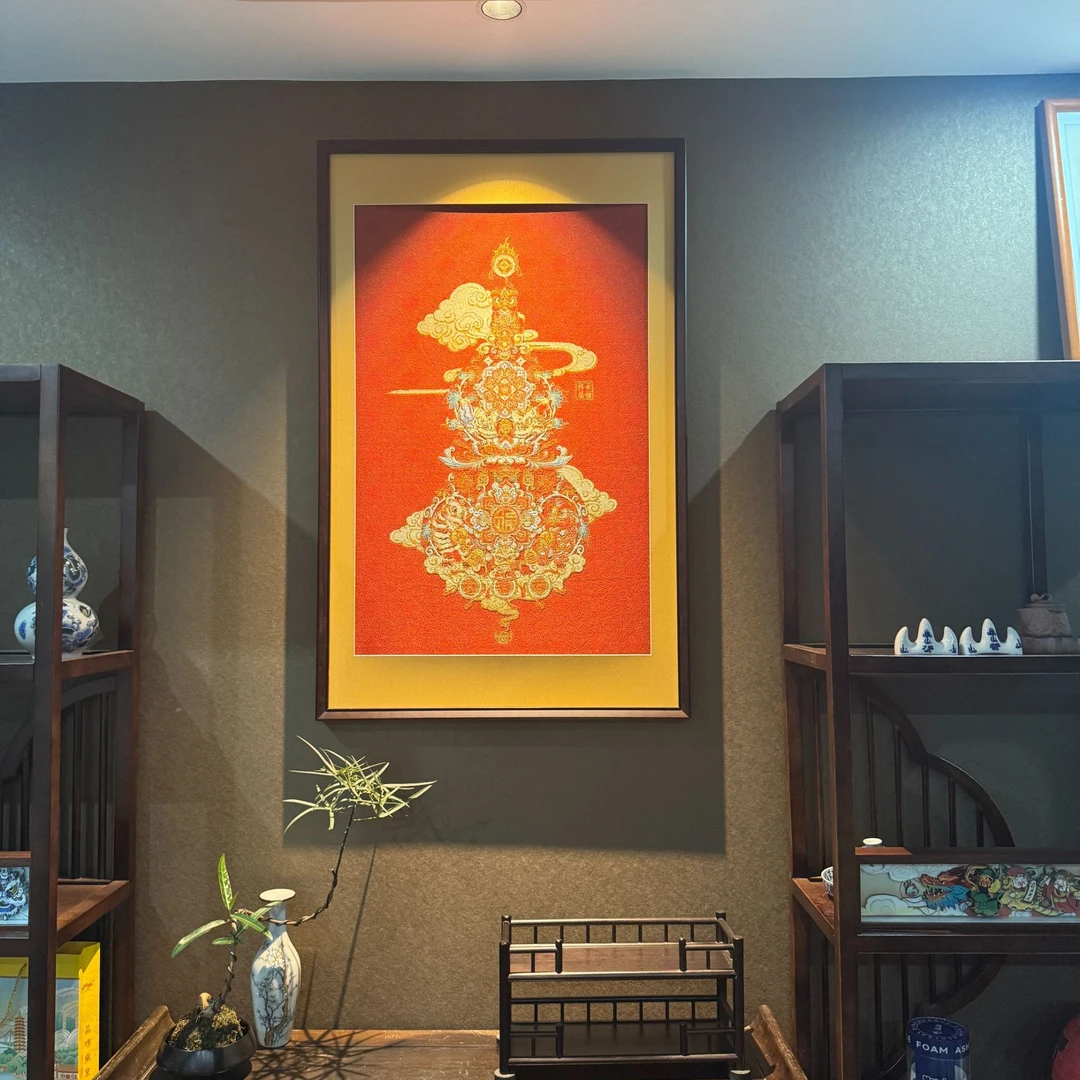 刺绣材质【 祥云福禄】葫芦挂画茶室书房挂画刺绣装饰画
