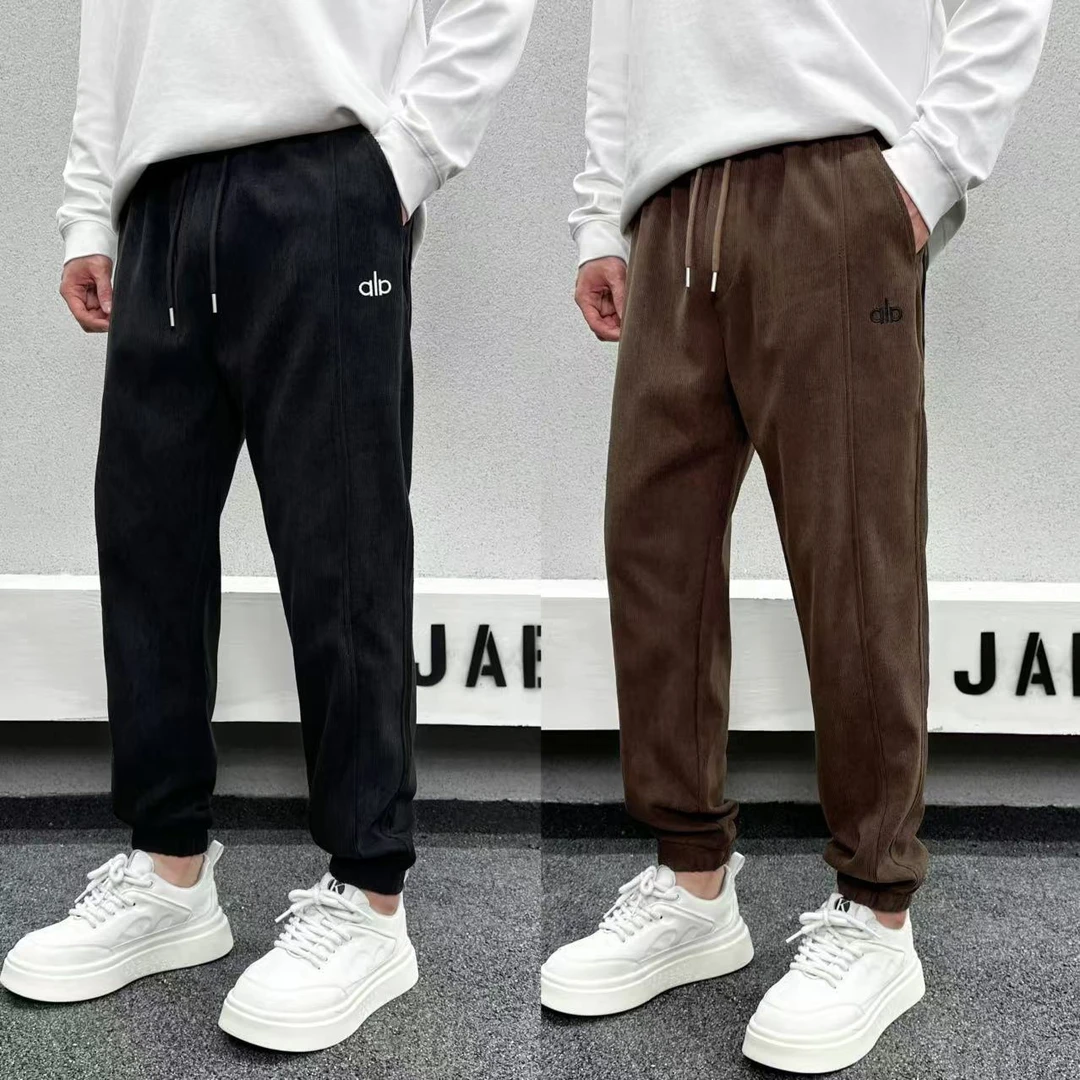 秋冬新款男士博奥绒潮流加绒加厚束脚休闲裤简约百搭宽松弹力卫裤