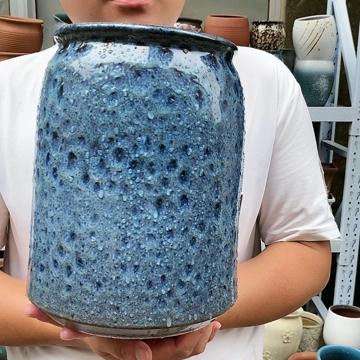 紫砂花盆口17高26瑕疵