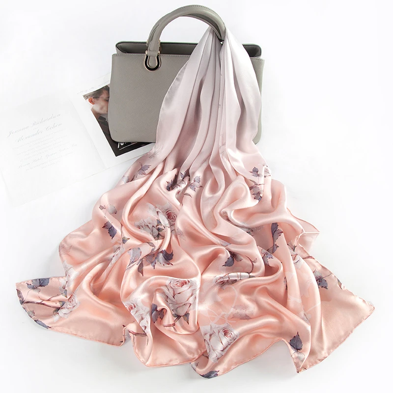 达芬奇密码2025新款172*53桑蚕丝送长辈百搭长巾时尚醉人玫瑰