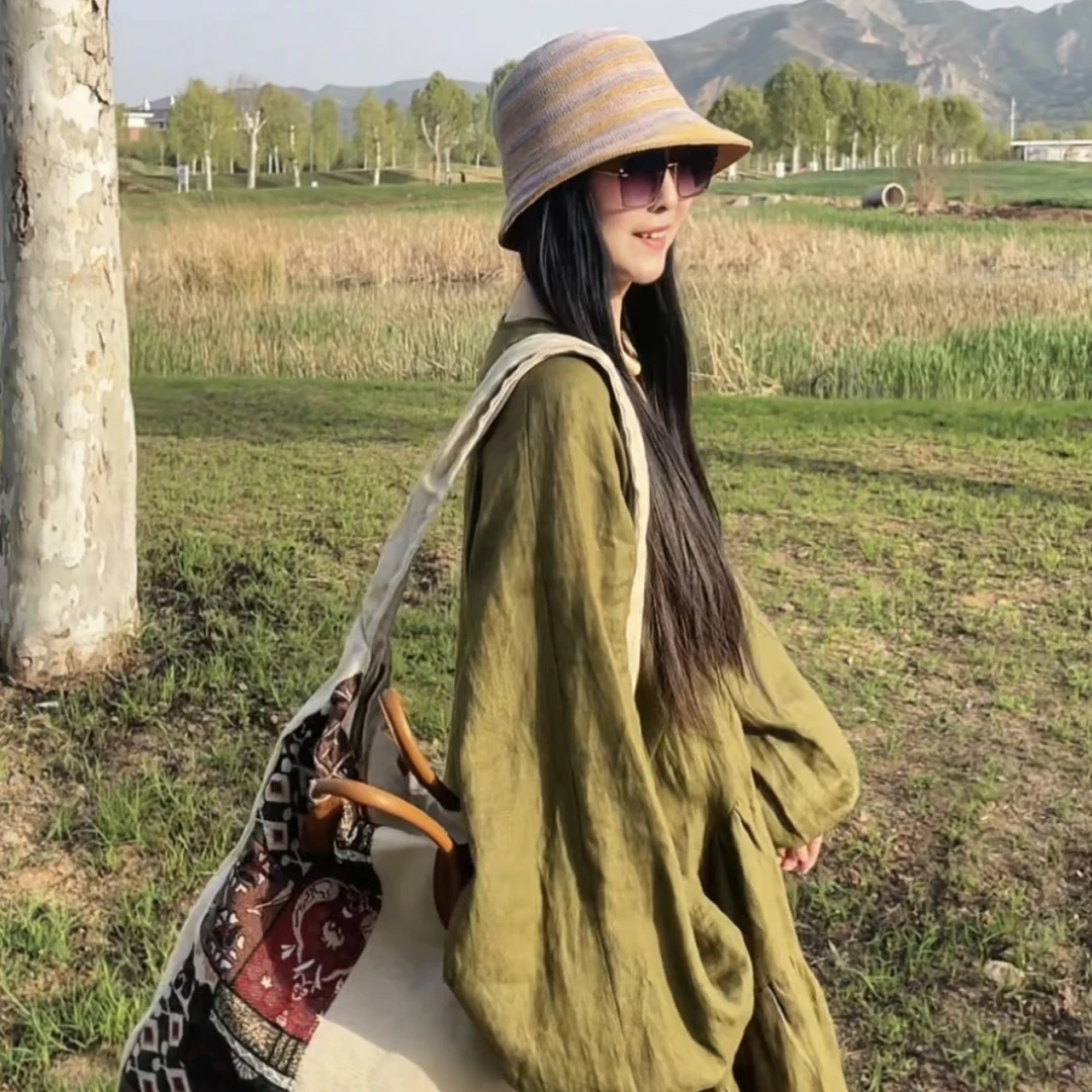 法式静奢宫廷风亚麻连衣裙