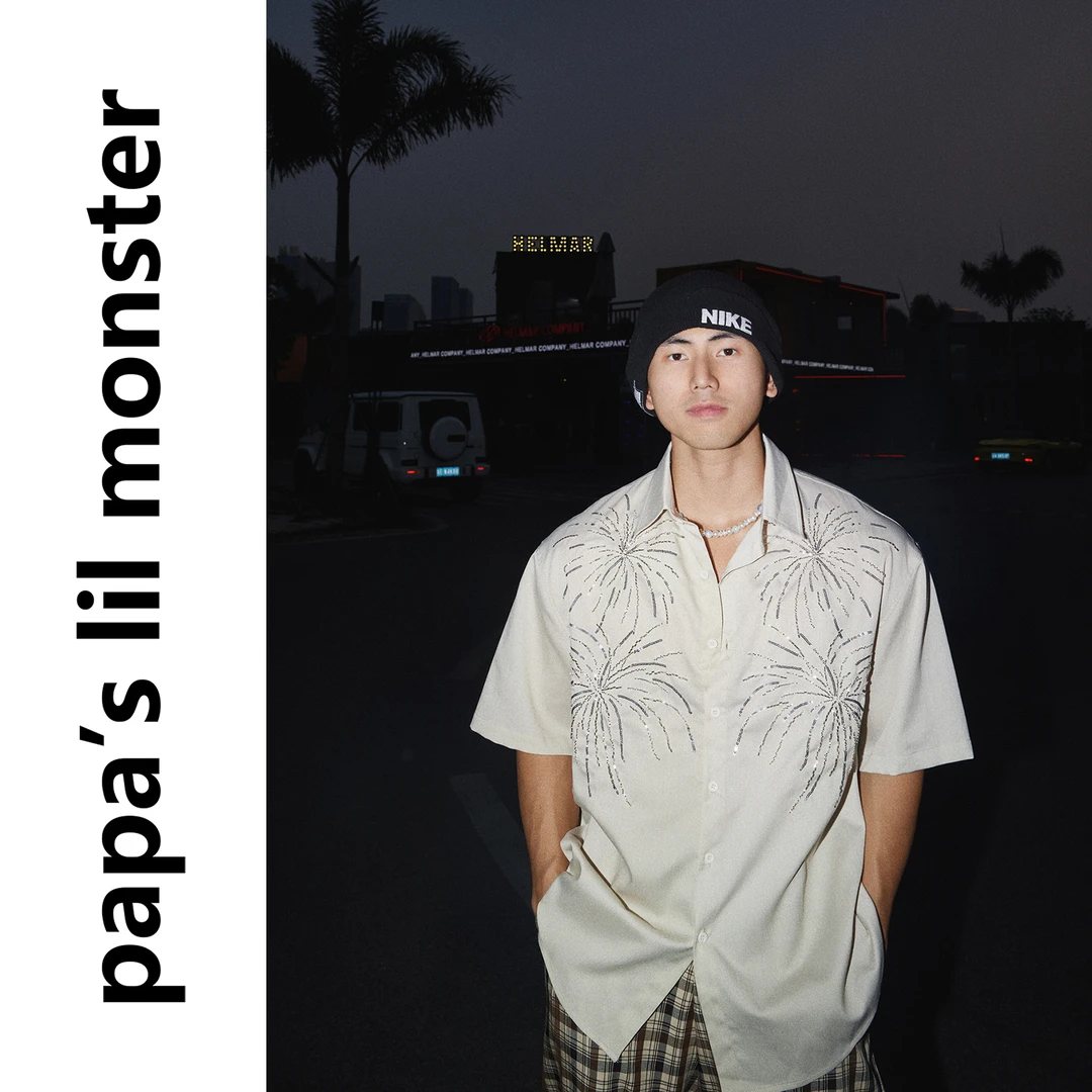 PAPASLILMONSTER【原创】美式重工钉珠复古趣味烟花绽放休闲衬衫