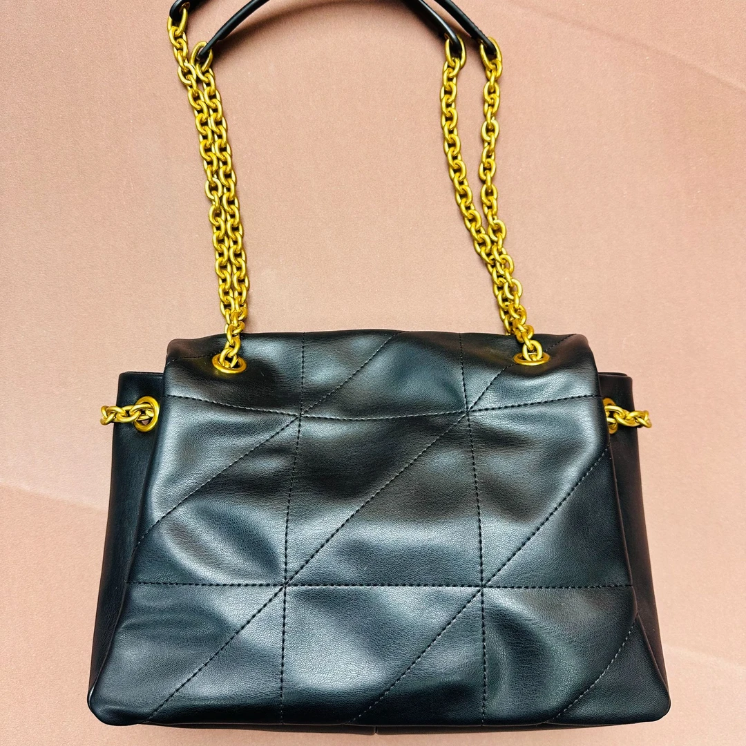 工匠打造真皮女包阳油蜡托特腋下手提 珍米三角 黑色