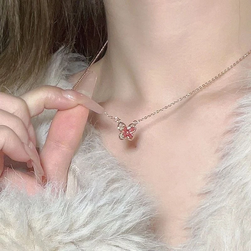 合金项链 花丝蝴蝶项链ins小众轻奢高级百搭设计气质锁骨吊坠女